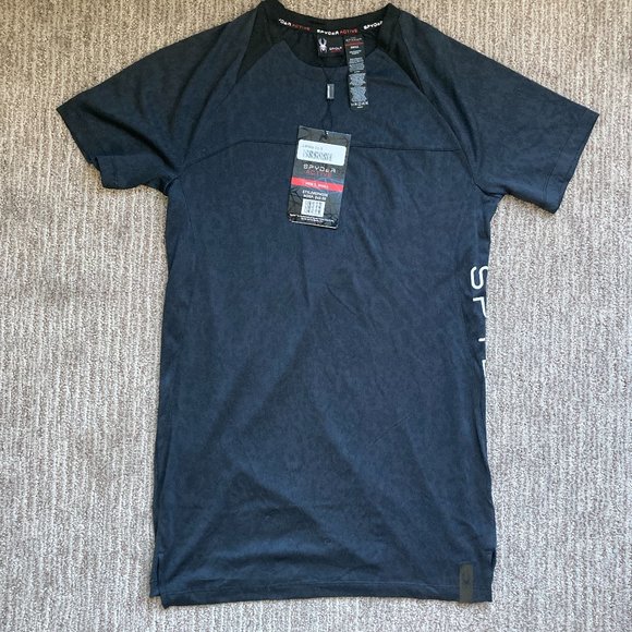 New Men's Small Spyder Active Raglan Short Sleeve Shirt Crew Tee Gray - Picture 1 of 3